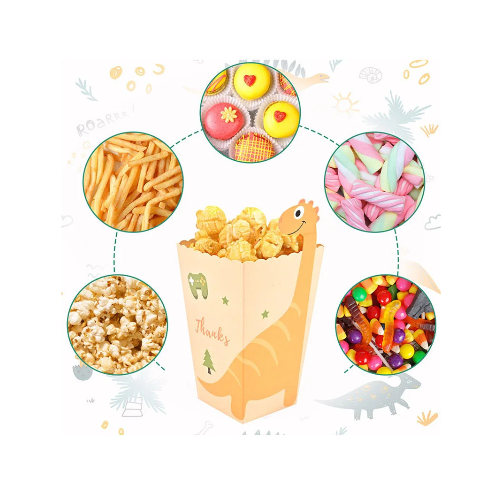6pcs Cartoon Popcorn Box Treat Kids Birthday Cookie Box Happy Party Baby Shower Favors Popcorn Box 派对爆米花盒 (2952L) - Image 2