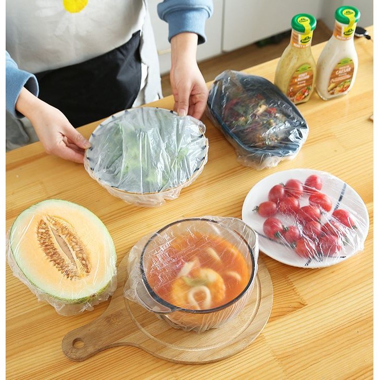 100pcs Disposable Food Cover Plastic Wrap Elastic Food Lids For Fruit Bowls Cups Caps Storage Kitchen Fresh 浴帽 (2990L) - Image 3