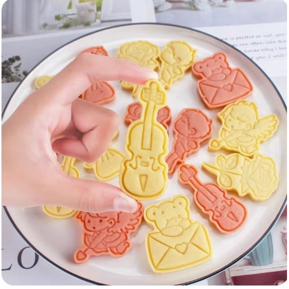 New Valentine's Day Wedding Biscuit Mold Cupid Love Bear Rose Wing Shape Cookie Cutter DIY Pudding Chocolate Tool(3016L) - Image 3