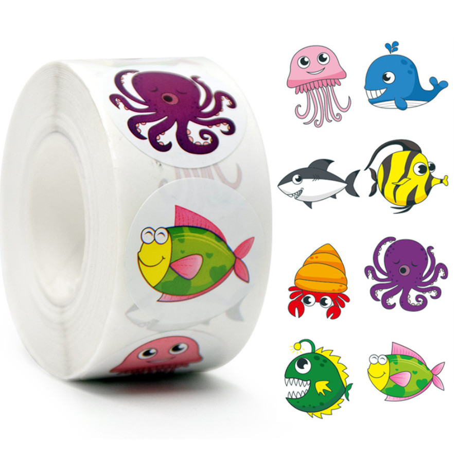 500pcs/Roll 1inch popular gift box decoration Cute Animal round stickers Reward Stickers For Kids 儿童卡通萌趣贴纸 (3027L) - Image 16