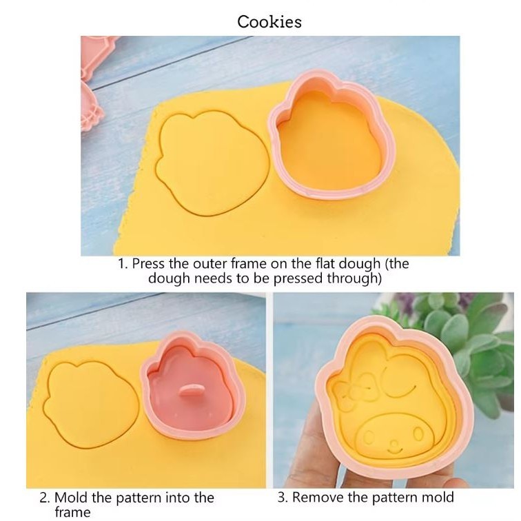 8pcs/Set Sanrio Cookie Mold Hello Kitty Kuromi Snoopy Pikachu Cartoon 3D Fruit Cutter Model Toys Kitchen Party (3011L) - Image 4