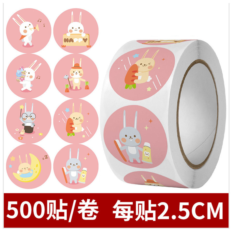500pcs/Roll 1inch popular gift box decoration Cute Animal round stickers Reward Stickers For Kids 儿童卡通萌趣贴纸 (3027L) - Image 15
