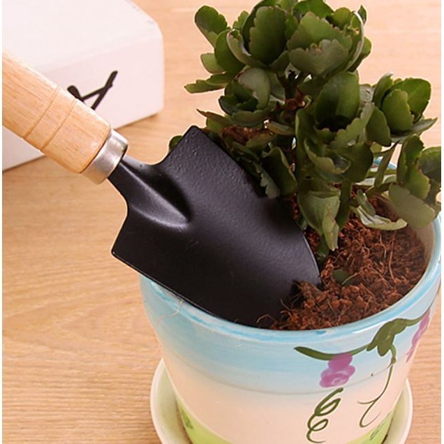 3 Piece Set Mini Gardening Potting Tools Wooden Handle Shovel Rake Shovel Multifunctional Household Plant Tools(2984L) - Image 5