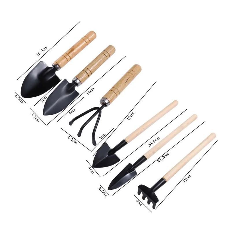 3 Piece Set Mini Gardening Potting Tools Wooden Handle Shovel Rake Shovel Multifunctional Household Plant Tools(2984L) - Image 6