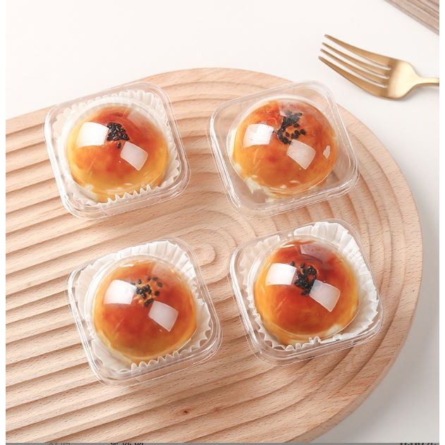 50pcs Transparent Round Snow Maiden Packaging Box Egg Yolk Crispy Plastic Mooncake Inner Tray Dessert 加厚圆形带盖月饼底托 (2999L) - Image 6