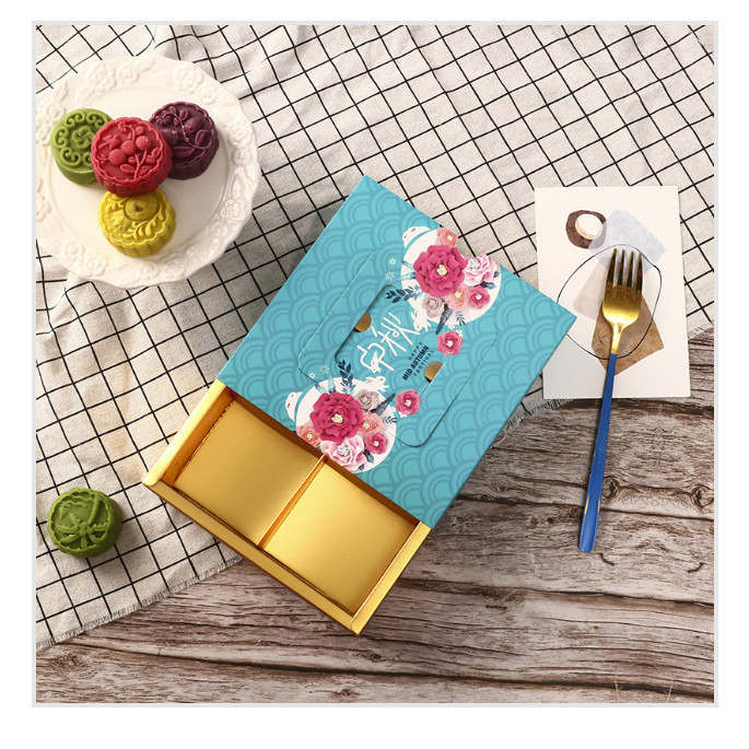 1pc Flower pattern potable mooncake box with handle,biscuit candy biscuit box,chocolate pastry中秋月饼礼盒创意手提式 (2987L) - Image 7