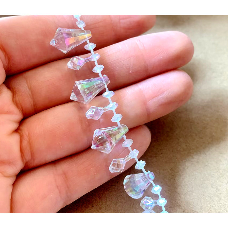 1yard Acrylic drop diamond crystal beads DIY ethnic costume accessories wedding chandelier crystal tree 水滴钻水晶连线珠 (2995L) - Image 9