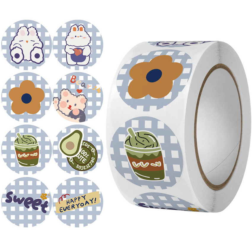 500pcs/Roll 1inch popular gift box decoration Cute Animal round stickers Reward Stickers For Kids 儿童卡通萌趣贴纸 (3027L) - Image 20