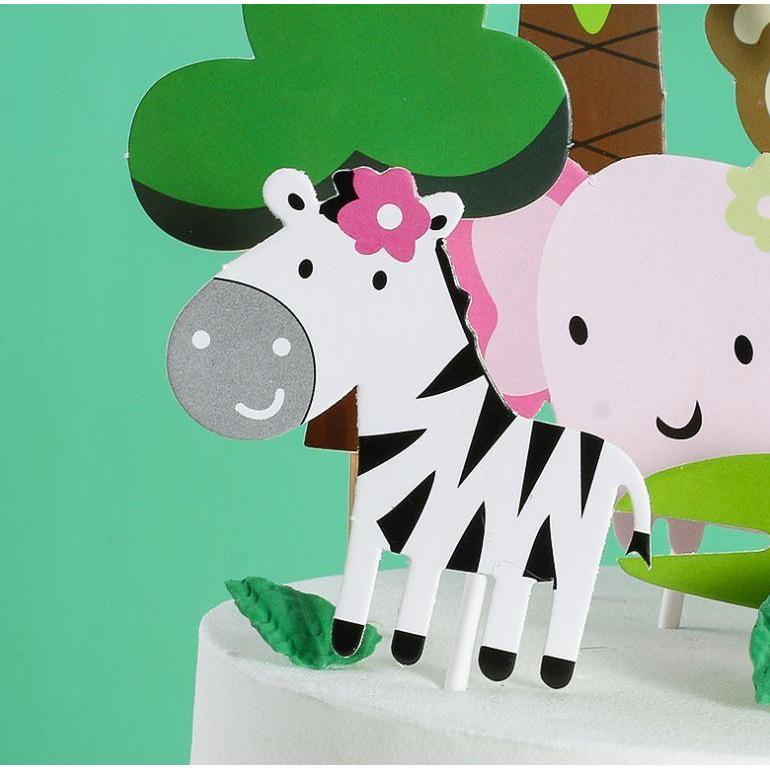 Jungle Theme Birthday Party Zoo Cute Animal Cake Toppers ForKid`s HappyBirthdayDecorationGiraffeTigerLionCupcake (1310L) - Image 3