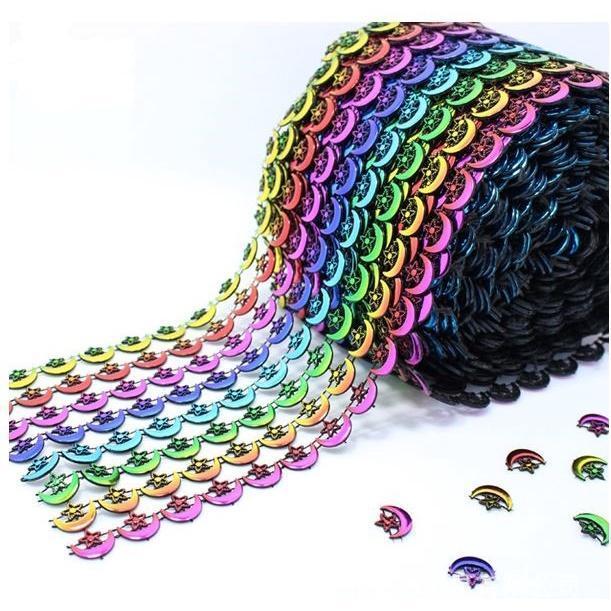1yard Moon shape mesh drill row drill Clothing accessories Christmas festival decoration accessories(1810L)