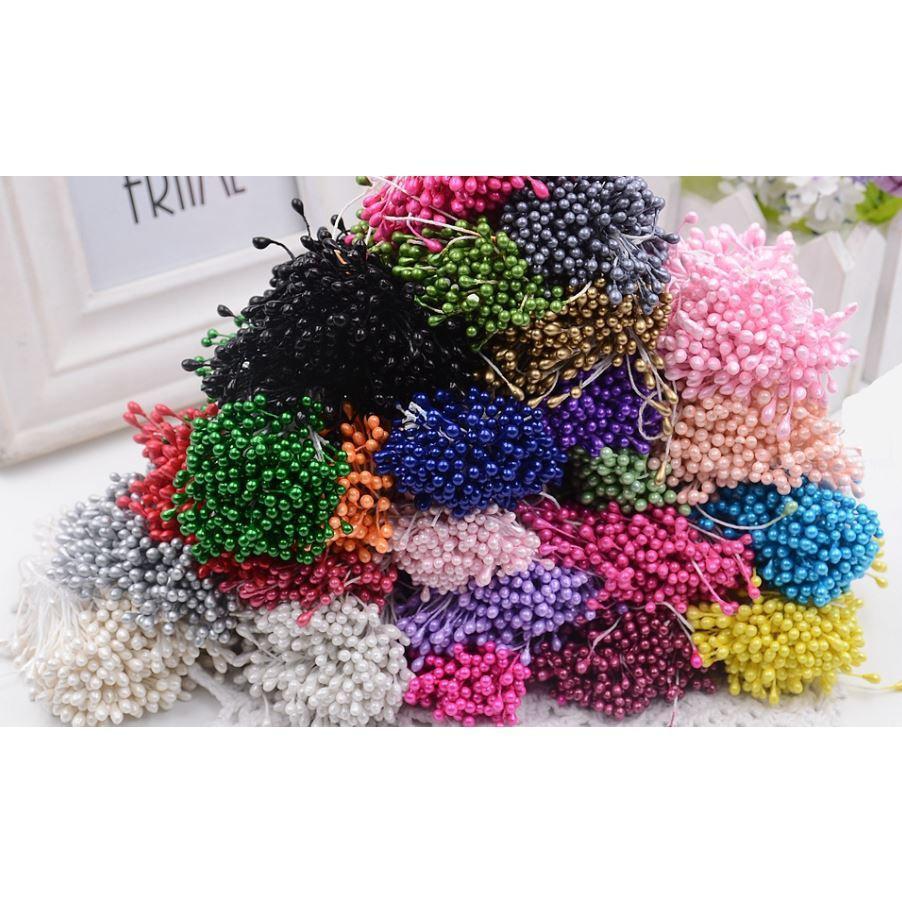 50pcs 3mm-5mm Double Heads DIY Artificial Mini Pearl Flower Stamen Red Silver Floral Stamen Hand Scrapbook 珠光花芯 (1587L) - Image 6