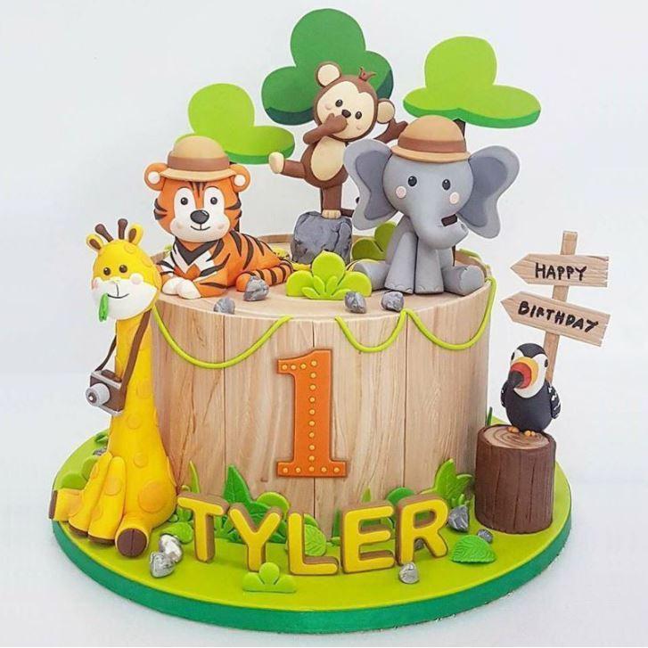 Jungle Theme Birthday Party Zoo Cute Animal Cake Toppers ForKid`s HappyBirthdayDecorationGiraffeTigerLionCupcake (1310L) - Image 2