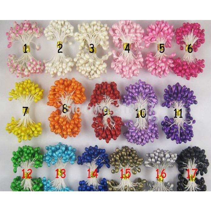 50pcs 3mm-5mm Double Heads DIY Artificial Mini Pearl Flower Stamen Red Silver Floral Stamen Hand Scrapbook 珠光花芯 (1587L) - Image 7