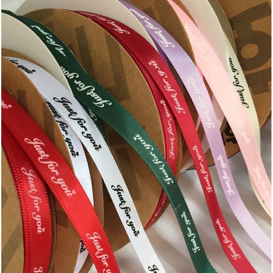 45m 1cm ''Just For You'' Printed Polyester Ribbon for Wedding Party Decorations DIY Handmade Christmas Bow Craft (1206L) - Image 3