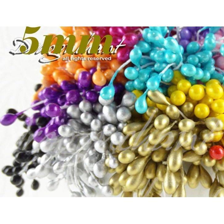 50pcs 3mm-5mm Double Heads DIY Artificial Mini Pearl Flower Stamen Red Silver Floral Stamen Hand Scrapbook 珠光花芯 (1587L) - Image 15
