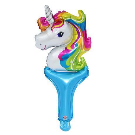 Rainbow Unicorn Hand Holding Stick Balloons Foil Helium Inflatable Balloon - Image 3
