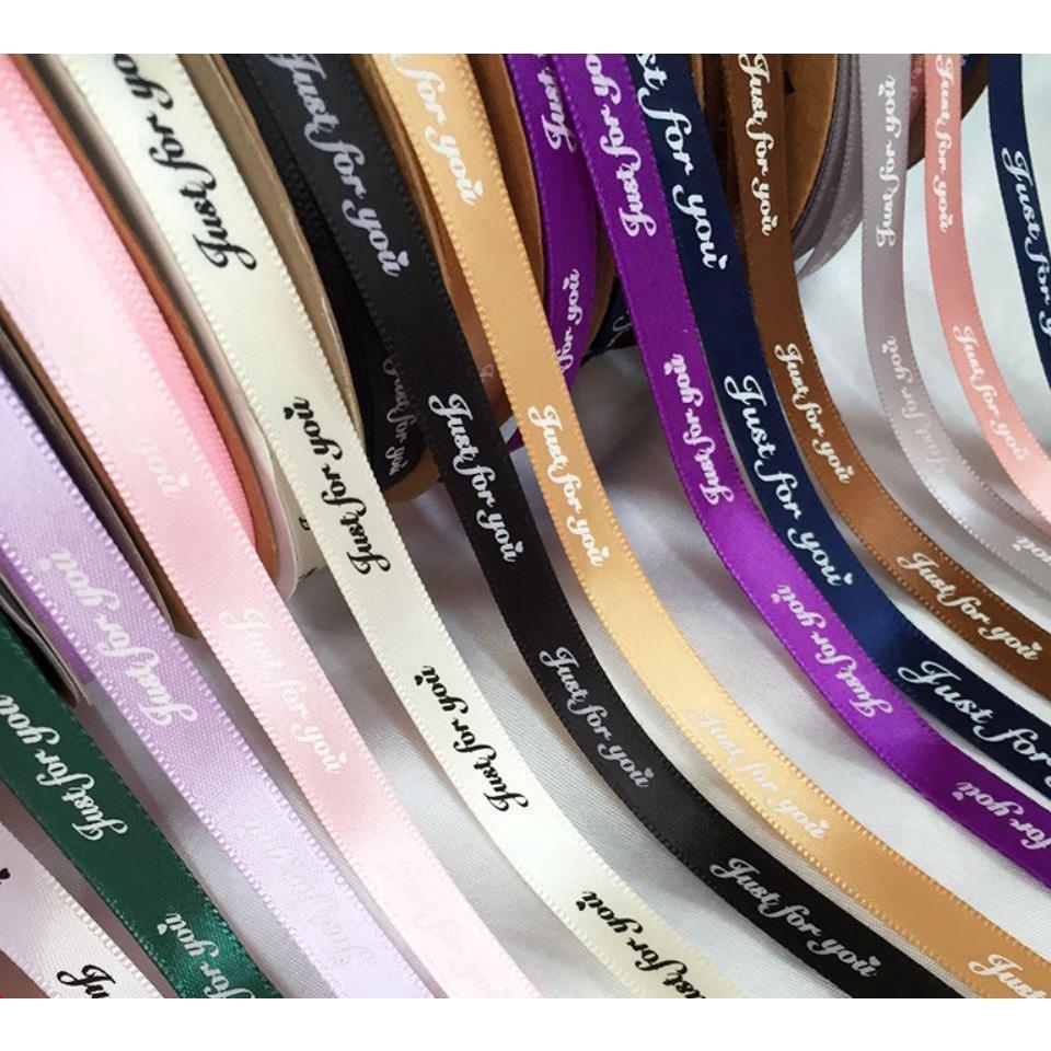 45m 1cm ''Just For You'' Printed Polyester Ribbon for Wedding Party Decorations DIY Handmade Christmas Bow Craft (1206L) - Image 2