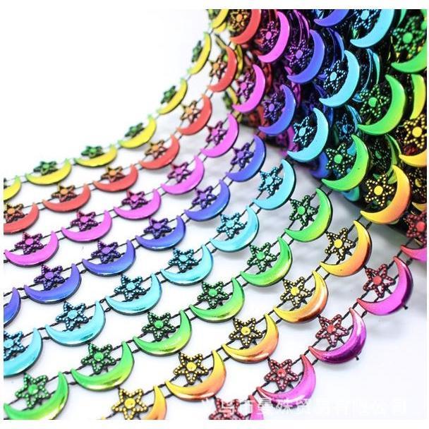 1yard Moon shape mesh drill row drill Clothing accessories Christmas festival decoration accessories(1810L) - Image 2