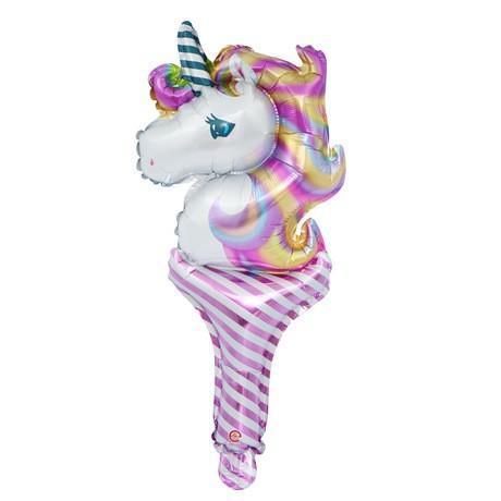 Rainbow Unicorn Hand Holding Stick Balloons Foil Helium Inflatable Balloon - Image 5