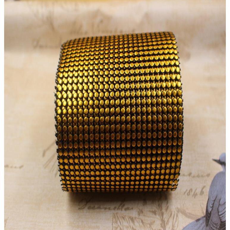 1yard color Gold Diamond Rhinestone Ribbon Trim Mesh Roll Wrap Wedding Party Decoration (920L) - Image 8