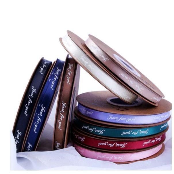 45m 1cm ''Just For You'' Printed Polyester Ribbon for Wedding Party Decorations DIY Handmade Christmas Bow Craft (1206L)