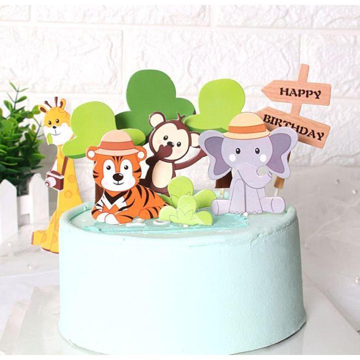 Jungle Theme Birthday Party Zoo Cute Animal Cake Toppers ForKid`s HappyBirthdayDecorationGiraffeTigerLionCupcake (1310L) - Image 7