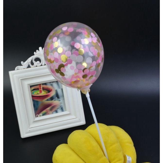1set 5inch Confetti Balloon Cake Topper Decoration With Paper Straw Without Ribbon Table - Image 8