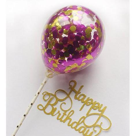 1set 5inch Confetti Balloon Cake Topper Decoration With Paper Straw Without Ribbon Table - Image 13